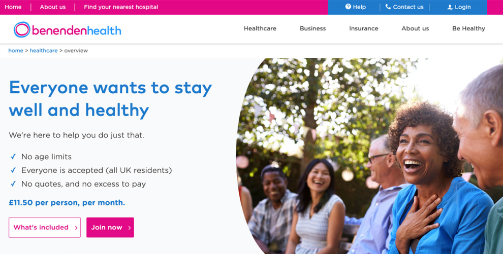 Benenden Health new healthcare pages