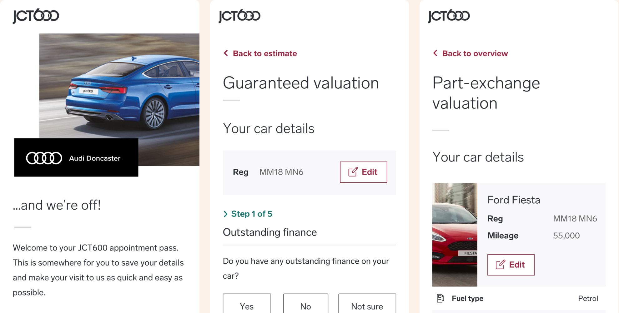 JCT600 customer portal onboarding screen